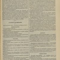 0781 - Page 769 - Note sur l'opération de l'hydrocèle. Par M. le Docteur Créquy... / Académie de médecine. Séance du 23 juillet 1889. Correspondance / Élections / Lecture. Localisation de l'arsenic dans les os. M. Marty, au nom de M. Balland, une note sur un travail publié par M. Roussin / Rapports. Écrits inédits des anciens médecins grecs. M. Laboulbène, sur le mémoire de M. Costomiris... / Traitement de l'endométrite chronique. M. Polaillon, sur le travail de M. Dumontpallier / Présentations. Grossesse extra-utérine. M. Tarnier