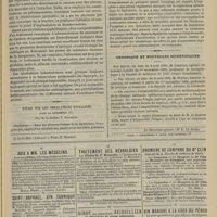 0847 - Page 835 - Revue générale. Les ulcérations non traumatiques de la trachée. Par M. le Docteur Valette... VIII. Traitement / Étude sur les inhalations d'oxygène dans la diphtérie. Par M. le Docteur T. Gonthier / Chronique et nouvelles scientifiques