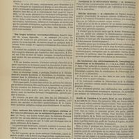 1084 - Page 1072 - Congrès français de chirurgie. (Quatrième session). Séance du 11 octobre (soir). Communications. Traitement du pied bot par la méthode de Phelps ; présentation de moulages et de malades à l'appui des bons résultats fournis par cette opération. M. Kirmisson... / Des larges incisions circumthyroïdiennes dans le cancer du corps thyroïde. M. Poncet... / Cure radicale des tumeurs fibro-cystiques utérines et des tumeurs fibreuses, par la méthode d'Apostoli. M. Le Bec... / Curabilité de la rétroversion utérine. M. Berrut... / Rhinite caséeuse. M. Cozzolino... / Du traitement des rétrécissements de l'oesophage par l'électrolyse et la dilatation. M. J.-A. Fort... / Greffe de l'uretère à la peau, dans un cas d'anurie. M. Le Dentu...