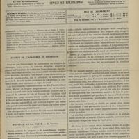1121 - Page 1109 - Sommaire / Séance de l'Académie de médecine / Hôpital de la Pitié. M. Verneuil. I. Ostéo-arthrite du poignet. - II. Anus iliaque et pneumonie latente. - III. Anus iliaque et tuberculose pulmonaire. - IV. Des diverses variétés de grenouillette, leur traitement