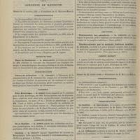 1126 - Page 1114 - Thérapeutique. De l'action physiologique de la thalline et de ses contre-indications thérapeutiques. Par M. Albert Robin... / Académie de médecine. Séance du 15 octobre 1889. Correspondance / Présentation. Eaux de Bucharest. M. Brouardel présente un travail de MM. Petresco et Urbeano... / Communication. Iodure de potassium. M. Trasbot, à l'occasion de la communication de M. Germain Sée / Rapport. Prix Alvarenga. M. Robin / Communications. De la thalline. M. Robin / Choléra. M. Proust / Lectures. Restauration des paupières. M. Tripier... / Blépharoplastie par la méthode italienne modifiée. M. Berger / Comité secret / Séance du 22 octobre 1889. Correspondance / Communication. La thalline. M. Brouardel, sur les conclusions de M. Robin / Chronique et nouvelles scientifiques