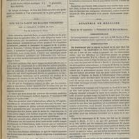 1003 - Page 993 - Hôpital Saint-Louis. M. Quinquaud. Les teignes : La teigne faveuse (Leçon recueillie par M. le Docteur Paul Raymond) / Note sur la rareté des maladies vénériennes dans la population ouvrière de Paris. Par M. le Docteur L. Fiaux / Académie de médecine. Séance du 16 septembre. Correspondance / Communication. Du traitement par le séjour au bord de la mer chez les scrofuleux. M. Iscovesco...