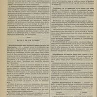 0024 - Page 16 - De l'emploi de la morphine dans les maladies du coeur ; par M. le Docteur P.-R. Hervouet / Revue de la presse. Bronchopneumonie avec accidents graves enrayés par l'insufflation / Traitement des tumeurs blanches par les injections d'huile iodoformée / Traitement de l'adénite suppurée / Traitement de la chancrelle et du bubon par l'eau chaude / Traitement de l'angine phlegmoneuse par le salol / Détermination du sexe du foetus dans l'utérus / Injections hypodermiques de camphre