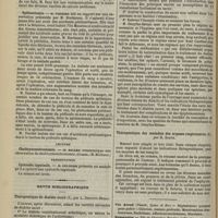 0410 - Page 410 - Société de chirurgie. Séance du 11 avril 1894. Communication. Contusions du rein. M. G. Marchant / Calculs de l'urèthre. M. Bazy, sur des observations de calculs uréthraux adressées par MM. Lailler et Piogey / Splénectomie. M. Terrier, sur une observation présentée par M. Hartmann / Lecture. Cholécystentérostomie. M. Ricard / Présentation. Cystocèle inguinale. M. Delorme / Revue bibliographique. Thérapeutique du diabète sucré, par L Dreyfus-Brisac / Thérapeutique des maladies des organes respiratoires, par H. Barth