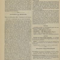 0026 - Page 26 - Revue générale. Anesthésie par l'éther. Par H. Deydier... / Académie de médecine. Séance du 26 décembre 1894. Suite de la discussion sur le coup de chaleur. M. Laveran, répond à la communication faite par M. Vallin / Élection / Lecture. Gangrène des doigts d'origine phéniquée. M. Laugier / Choléra. M. Mangeot / Bulletin bibliographique