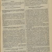 0253 - Page 265 - Société de chirurgie. Séance du 27 février 1895. Présentation. Plaies multiples de l'intestin et de l'utérus gravide par balle de revolver ; procidence du cordon ombilical dans le ventre de la mère ; laparotomie ; guérison. M. Albarran / Lecture / Revue bibliographique. Traité élémentaire de thérapeutique, de matière médicale et de pharmacologie, par A. Manquat... / Les hématozoaires de l'homme et des animaux, par Laveran et B. Blanchard / Le massage, manuel théorique et pratique, par Georges Berne / Thérapeutique de la fièvre typhoïde, par M. P. Le Gendre
