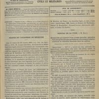 0345 - Page 373 - Sommaire / Séance de l'Académie de médecine / Hôpital de la Pitié. M. Reclus. Hématocèle par rupture d'une trompe gravide ; opération huit ans après l'époque probable de l'avortement tubaire ; existence de villosités choriales dans les caillots. (Observation recueillie par M. Launay...)