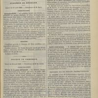 0429 - Page 457 - Thérapeutique. Poudre antiseptique / Académie de médecine. Séance du 16 avril 1895. Communication. Hermaphrodisme. M. Lagneau / Élection / Société de chirurgie. Séance du 10 avril 1895. Communications. Fibrome de la paroi abdominale. M. Reclus / Gastro-entérostomie. M. Monod / Discussion sur les fistules uretéro-vaginales. M. Poirier