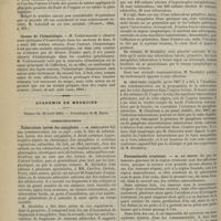 0492 - Page 520 - Revue de la presse. Nouvel instrument et nouvelle méthode pour l'hystéropexie vaginale. (Wartsch., 1894, p. 451) / Causes de l'héméralopie. (Journ. de méd. milit. russe, 1894) / Académie de médecine. Séance du 30 avril 1895. Communications. Tuberculose larvée des amygdales. M. Dieulafoy / Pneumatocèle cranienne. M. Le Dentu