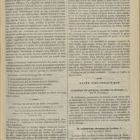 0541 - Page 569 - Hôpital du Bastion 29. Sur un nouveau procédé pour l'intubation du larynx. Par G.-D. Tsakiris... / Nouveau-né en état de mort apparente rappelé à la vie par les tractions rythmées de la langue ; par le Docteur Edmond Metzquer... / Revue bibliographique. La pratique des opérations nouvelles en chirurgie, par M. Guillemain / Du cathétérisme rétrograde de l'urèthre, par le Docteur E. Estor