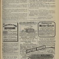 0835 - Page 871 - Chronique et nouvelles scientifiques. Chemin de fer de Paris à Lyon et à la Méditerranée / Exposition universelle de Bordeaux / Billets d'aller et retour de Paris à Berne et à Interlaken (via Dijon-Pontarlier-Neuchâtel ou vice-versa) et de Paris à Zermatt (Mont-Rose)