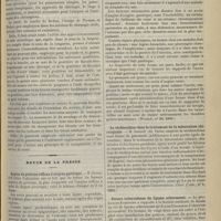 0897 - Page 933 - Médecine militaire. La convocation des médecins de la réserve et de l'armée territoriale / Revue de la presse. Angine de poitrine réflexe d'origine gastrique. (Wratsch, n° 50, 1894) / La térébenthine dans le traitement de la tuberculose chirurgicale. (Centr. f. chir., n° 1, 1895) / Nature tuberculeuse du lipome arborescent