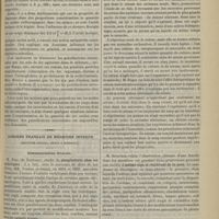 1037 - Page 1085 - Revue générale. Acides sulfoconjugués dans les urines et putréfactions intestinales. Par O. Josué... IX. Influence des médicaments sur les acides sulfoconjugués / Congrès français de médecine interne (deuxième session, tenue à Bordeaux). Communications diverses. M. Bézy... : Phosphaturie chez les rachitiques / Immunité : M. Roger... / M. Ricochon : Oedème aigu et récidivant de la peau / MM. Busquet et Ferré... : Relation entre les phlegmasies à streptocoques et le développement des oreillons