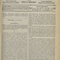 1041 - Page 1089 - Sommaire / Hôtel-Dieu. M. Lancereaux. Les bronchites. Classification : bronchites des maladies fébriles ou bronchites zymotiques ; bronchites des maladies virulentes ou bronchites bacillaires ; bronchites fétides ou gangreneuses ; bronchites professionnelles ; bronchites constitutionnelles. - Description et traitement de ces dernières (quinine, hydrothérapie, etc.)