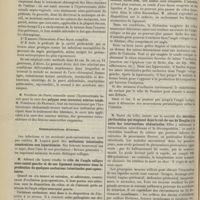 1060 - Page 1108 - Congrès de gynécologie, d'obstétrique et de pédiatrie. Hystérectomie abdominale pour fibromes. M. Verchère... : Polypes avec inversion utérine totale / Communications diverses. M. Legueu : Occlusions intestinales consécutives aux laparotomies / M. Adenot... : Rôle de l'angle colique sous-costal gauche et de son ligament suspenseur dans la production de quelques occlusions intestinales post-opératoires / M. Duret... : Sécrétions péritonéales qui stagnent dans le cul-de-sac de Douglas à la suite des interventions abdominales