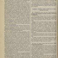 1204 - Page 1252 - Congrès français de chirurgie. Séance du 26 octobre (matin). Système nerveux et nerfs périphériques. M. Guinard : Résection du ganglion de Meckel pour la cure de la névralgie faciale / Vaisseaux. Tumeurs. Crâne, cavités de la face, organes des sens. M. A. Chipault... : Quelques types cliniques nouveaux de lésions radiculaires et médullaires / M. Doyen... : Hémicraniectomie exploratrice