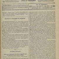 1325 - Page 1373 - Sommaire / Séance de l'Académie de médecine / Hygiène publique. Étude sur la diminution de la fièvre typhoïde dans la commune de Saint-Ouen-sur-Seine. Par MM. les Docteurs Dubousquet-Laborderie et Léon Duchesne
