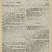 0223 - Page 213 - Société de chirurgie. Séance du 22 février 1899. Présentations. Amputation interscapulo-thoracique. M. Berger / Luxation congénitale de la hanche. M. Monod / Revue bibliographique. Traité des maladies de l'enfance, publié sous la direction de MM. J. Grancher, Comby et Marfan / Des péricardites, par le Docteur C. Giraudeau / La néphrite des saturnins, par H. Lavrand... - N° 13 de l'oeuvre médico-chirurgical (Dr. Critzman...) / Variétés. Le reproche adressé à un médecin dans un journal d'avoir « négligé » de donner ses soins à un adversaire politique grièvement blessé constitue une atteinte à l'honneur de l'homme de l'art