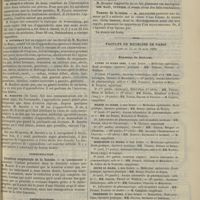 0263 - Page 253 - SSociété de chirurgie. Séance du 1er mars 1899. Suite de la discussion sur l'appendicite. M. Chaput proteste contre la communication par M. Hartmann / Communication. Luxation congénitale de la hanche. M. Kirmisson, a examiné l'enfant présenté par M. Monod / Présentations. Trépanation. M. Reynier / Plaie de l'abdomen. M. Reynier, avec M. Thierry / Tumeur de la cuisse. M. Jalaguier / Faculté de médecine de Paris. (Actes du 13 au 18 mars 1899). Examens de doctorat