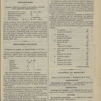0457 - Page 449 - Les révoltes dans les asiles d'aliénés et le moyen de les prévenir ; par le Docteur E. Marandon de Montyel... / Thérapeutique. Solution claire de cocaïne et de sublimé corrosif pour injections hypodermiques. (Gaz. hebd.) / Médicaments nouveaux. L'onguent de caséine en dermatologie, par M. Raby. (Nouveaux remèdes) / Académie de médecine. Séance du 25 avril 1899. Communication. Cystostomie sus-pubienne. M. Poncet / Présentation. Chirurgie de l'estomac. M. Terrier / Lectures. De l'industrie nourricière. M. Lédé / Laparotomie dans le cas d'utérus gravide en rétroversion et irréductible. M. Mouchet...