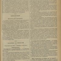 0547 - Page 541 - Hôpital Andral. M. Albert Mathieu. Un cas de vomissements incoercibles. (Leçon recueillie par M. M. Beauchamp...) / Thérapeutique. Médication glycérophosphatée / Académie de médecine. Séance du 23 mai 1899. Communications. Physiologie de la sympathicectomie. M. François-Franck / Du massage dans les affections oculaires. M. Darier, en son nom et au nom de M. Domer / Modes d'exploration de l'estomac par les rayons X. M. Foveau de Courmelles
