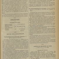 0595 - Page 589 - Hôtel-Dieu de Lyon. M. le Professeur Poncet. Anévrysme artério-veineux traumatique du creux poplité gauche ; ablation de la poche ; guérison. Par M. Alexis Carrel... / Thérapeutique. Traitement de la gale / Revue bibliographique. Traité pratique de la tuberculose pulmonaire, par le Docteur P. Bouillet / L'hygiène par l'hydrothérapie, par le Docteur Jules Roger... / Les auto-intoxications de la grossesse, par le Docteur Bouffe de Saint-Blaise... / Faculté de médecine de Paris. (Actes du 12 au 17 juin 1899). Examens de doctorat