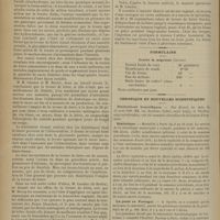 0872 - Page 866 - Médecine pratique. De quelques usages de la levure de bière en thérapeutique / Formulaire. Contre la migraine (Leyden) / Chronique et nouvelles scientifiques. Distinctions honorifiques / Statistique / La peste en Portugal