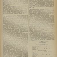 0931 - Page 925 - Revue de la presse étrangère. Sténose de l'intestin, causée par des tumeurs tuberculeuses multiples ; résection triple de l'intestin ; guérison, par le Docteur Ali Krogius... (Finska Laekaresaellskapets Handlingar, 1899, Bd XLI, n°1) / Sur l'anesthésie générale au chlorure d'éthyle, par le Docteur J. Wiesner. (Wien. med. Wochens., 1899, n° 28) / Sur la tuberculose des hernies, par M. le Docteur M. Presnitzski... (Archives russes de path., de méd. clin. et de bactériol., 1899, vol. VII, fasc. 5) / Formulaire. Contre l'impétigo (Brandis) / Contre le sycosis. (Nouveaux remèdes) / Urticaire (Gaucher)