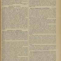 1079 - Page 1073 - Revue de la presse. Chirurgie. Modification de la technique opératoire pour l'énucléation des tumeurs des ligaments larges. (Vratch, 1899, n° 15) / Maladies de l'enfance. La phlébite scarlatineuse. (Arch. de méd. des enf., oct. 1899) / Obstétrique et gynécologie. Mole hydatiforme chez une enfant de douze ans et demi. (Bock. Bull. de la Soc. belge de gyn. et d'obst., 1899, p. 113) / Essai de transplantation d'ovaire humain. (J. H. Glass. Med. News, 29 avril 1899) / De la symphyséotomie sans immobilisation consécutive