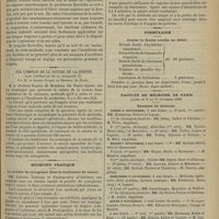 1171 - Page 1165 - Un progrès dans l'anesthésie ; par le Docteur Aug. Reverdin... / Sur l'emploi de la suture de la cornée dans l'opération de la cataracte ; par M. le Docteur Suarez de Mendoza... / Médecine pratique. La poudre de cynoglosse dans le traitement du cancer / Le menthol dans le traitement de la toux / Formulaire. Contre la fausse couche au début. (Bossi. Lyon médical) / Faculté de médecine de Paris. (Actes du 6 au 11 novembre 1899). Examens de doctorat