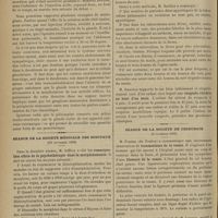 1220 - Page 1214 - Sur l'innervation sécrétoire du pancréas ; par MM. E. Wertheimer et L. Lepage / Séance de la Société médicale des hôpitaux. (10 novembre 1899). M. Joffroy : Remarquables effets de la psychothérapie dans la mortphinomanie / M. Barbier : Quelques caractères de la fièvre au cours de la tuberculose pulmonaire / M. Gaucher : Rougeole récidiva au bout d'un mois / Séance de la Société de chirurgie. (8 novembre 1899). M. Fontan... : Traumatisme de la vessie ; blessure de la vessie / Sur un travail de M. Loyson : Ostéome du branchial antérieur, M. Picqué