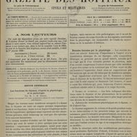 1327 - Page 1321 - A nos lecteurs / Sommaire / Revue générale. Les fonctions du thymus, d'après la physiologie et la pathologie. Par M. L.-M. Bonnet... I. Données fournies par la physiologie