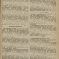 1387 - Page 1381 - Revue de la presse. Chirurgie. Étranglement interne par une bride péritonéale. (Soc. nat. de méd. de Lyon et Lyon méd.) / Pathologie expérimentale. Tuberculoses expérimentales. (Wiener Klin. Wochens., 1899, n° 46, p. 1168) / Maladies de l'enfance. Mort subite chez une enfant atteinte d'oreillons. (Centre méd., 1er déc. 1899) / Otologie. La contagion des otites moyennes aiguës. (Ann. des mal. de l'oreille, 1899, n° 10, p. 368) / Thérapeutique. La sérothérapie dans la tuberculose