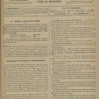 1403 - Page 1397 - A nos lecteurs / Sommaire / Chronique et nouvelles scientifiques. L'incident du concours de l'internat / Distinctions honorifiques / Marine (Voir la suite des nouvelles, p. 1405)