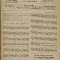 0031 - Page 25 - Sommaire / Paris, le 8 janvier 1900 / Notes de clinique thérapeutique. Sur le traitement de la pthisie pulmonaire. Par M. Courtois-Suffit...