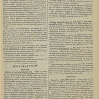 0107 - Page 101 - Séance de l'Académie de médecine. (23 janvier 1900). Abcès du foie. M. Lucas-Championnière / M. Jarre : Traitement de la fièvre aphteuse / Revue de la presse. Chirurgie. Pellicule de l'oeuf et greffes cutanées. (Monatsschrift für Unfallheilkunde, n° 9, sept. 1899) / Les résultats du traitement des fractures du col du fémur par le « clouement ». (Nordiskt medicinskt arkiv, n° 29, 1899) / Cellulite péri-tendineuse des muscles de la loge antérieure de la jambe. (Arch. de méd. et pharm. milit, n° 1., 1900) / Gynécologie. Rupture du vagin pendant le coït. (Brit. med. Journ., 16 sept. 1899.)