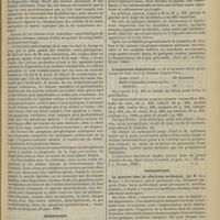 0255 - Page 249 - Revue de la presse. Anatomie pathologique. Les lésions histologiques de la rage chez les animaux et chez l'homme, par MM. Van Gehuchten et C. Nelis. (Acad. royale de Belgique, 27 janv. 1900) / Dermatologie. Traitement de l'iodoformisme cutané par contact. (Bull. gén. de thérap. 23 fév. 1900) / L'unguentum domesticum. (Monats. f. p. Dermat., 1899) / Thérapeutique. Le mercure dans les affections cardiaques, par M. Zum Busch