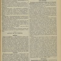 0343 - Page 337 - Médicaments nouveaux. Un nouvel antipyrétique et antinévralgique : Le citrophène ; par le Docteur J.-L. Evron / Revue de la presse. Médecine. Grippe et vaccination. (La Méd. mod., fév. 1900) / Chirurgie. Stérilisation du catgut (Darling). (Journ. of the Boston Soc. of med. sc., 1899, p. 269, et Répert. de pharm.) / Voies urinaires. Traitement de la tuberculose vésicale par la distension hydraulique, par M. H. Battle. (The Lancet, déc. 1899, p. 1587) / Toxicologie. Empoisonnement par la naphtaline