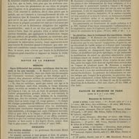0375 - Page 369 - Séance de l'Académie de médecine. (27 mars 1900). M. Valin : Désinfection et des maladies contagieuses. (A suivre) / Revue de la presse. Médecine. Signe différentiel des pustules varioliques chez les vaccinés et les non-vaccinés. (Marseille médical, 1er mars 1900) / Psychiatrie. Du sourire obsédant. (Rev. russe de psychiatrie, n° 6) / Thérapeutique. Pansements à l'alcool et au bicarbonate de soude. (Wratch, 1899, n° 40) / La glycérine, dans le traitement des concrétions rénales d'acide urique. (Brit. med. Journ., 17 fév. 1900, et Gaz. hebd.) / Faculté de médecine de Paris. (Actes du 2 au 7 avril 1900). Examens de doctorat