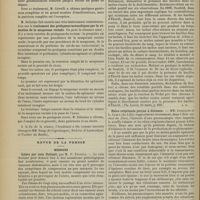0554 - Page 548 - Séance de l'Académie de médecine. (8 mai 1900). M. Crivelli : Sérothérapie antialcoolique / M. Delorme : Traitement des prolapsus rectocoliques par la résection de la muqueuse rectale / Revue de la presse. Médecine. Ictère par rein flottant, par M. P. Fenwick. (The Lancet, 11 novembre, p. 1296) / Présence du bacille d'Éberth dans l'éruption de la fièvre typhoïde, par M. P. Horton Smith. (The Lancet, 24 mars, p. 829) / Râles crépitants perçus à distance. MM. Ingelrans et L. Camus