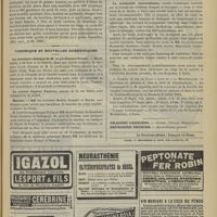 0781 - Page 775 - Revue de la presse. Thérapeutique. De l'emploi de la gélatine comme hémostatique. Sa préparation. (Méd. mod., n° 40, 1900) / Chronique et nouvelles scientifiques. La dernière clinique de M. le Professeur Potain / Le nouvel hôpital Pasteur / Marine / Distinctions honorifiques / La solidarité universitaire