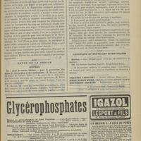 0809 - Page 803 - Médecine pratique. De la viande crue dans la cure de la tuberculose. La zomothérapie / Revue de la presse. Chirurgie. Le « gant de vernis Soehnée » pour la protection des mains du chirurgien et de l'anatomiste / Chronique et nouvelles scientifiques. Marine