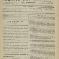 0871 - Page 865 - Sommaire / Avis important / Ier Congrès international de la presse médicale. (26-28 juillet 1900). De la propriété littéraire et artistique en matière de presse médicale, au point de vue de la loi française