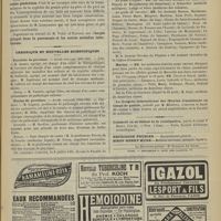 0949 - Page 943 - Séance de l'Académie de médecine. (14 août 1900). M. M. Fournier, deux intéressantes observations adressées par M. Lemonnier : Diabète hérédo-syphilitique / Hérédo-syphilis à la seconde génération / Chronique et nouvelles scientifiques. Facultés de Province / Écoles de Province / Distinctions honorifiques / Marine / Le Congrès international des oeuvres d'assistance en temps de guerre