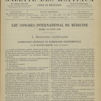 0951 - Page 945 - XIIIe Congrès international de médecine. Paris, 2-9 août 1900. I. Sciences médicales. Pathologie générale et pathologie expérimentale ; par M. Nattan-Larrier... Hérédité et immunité. MM. Charrin et Féré