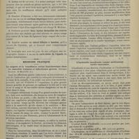 1317 - Page 1311 - Séance de la Société de chirurgie. (17 octobre 1900). M. Tuffier, sur l'observation de Charie... : Occlusion intestinale / M. Pauchet : Cirrhose hépatique / M. Potherat : Deux kystes dermoïdes des ovaires / M. Routier : Calcul biliaire à facettes / Médecine pratique. La saignée et la transfusion saline hypodermique dans les maladies toxiques et infectieuses graves. [Georges Raynaud...] / L'hydrastis canadensis comme médicament cardio-vasculaire