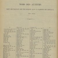 1606 - Page 1600 - Noms des auteurs dont les travaux ont été publiés dans la gazette des hôpitaux en 1900