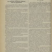 0112 - Page 106 - Étude sur l'épidémie de peste de Beyrouth (1900) ; par M. H. de Brun / Des injections cocaïniques lombaires chez les parturientes / Séance de la Société médicale des hôpitaux. (25 janvier 1901). MM. Monod, Widal, Sicard et Ravaut : Présence de lymphocytes nombreux dans le liquide céphalo-rachidien des tabétiques, des paralytiques généraux et des sujets atteints de méningo-myélite syphilitique / Arthritisme : M. Comby
