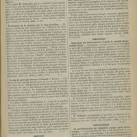 0151 - Page 145 - Revue de la presse. Médecine. Valeur du signe de Babinski. (Gazeta lekarska, octobre et novembre, in Wratch, 1900, n° 50) / Traitement de la malaria par le bleu d'aniline. (Boln. gaz. Botkina, 1900, n° 51) / Un cas de mort par morsure d'insecte. (Brit. med. Journ., 17 nov., p. 1437) / Chirurgie. Traitement opératoire de l'ascite provoquée par la cirrhose hépatique. (Wratch, 1900, numéros 32 et 33) / Hétamologie. Coloration des hématozoaires d'après le procédé Romanowki-Ruge. (Arch. russ. de pathol., 1900, t. X, p. 3) / Thérapeutique. Le perchlorure de fer réhabilité comme agent hemostatique