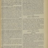 0355 - Page 357 - Séance de la Société de neurologie. (7 mars 1901). M. Oberthür : Localisation périphérique secondaire chez des cancéreux / MM. Allard et René Monod : Pied bot paralytique simulant le pied de Friedreich / M. Ferrand : Une autopsie d'une femme acromégalique / Injection intra-rachidienne de cocaïne. M. Achard / M. Allard : L'état de la contractilité musculaire et de la sensibilité électrique au cours de la cocaïnisation chirurgicale par injection intra-rachidienne / Syndrome athéto-choréique, par M. Londe, et une paralysie générale anormale par MM. Brissaud et Monod / M. Oddo : Ophtalmoplégie totale et de paralysie ascendante dans un cas de méningite tuberculeuse / MM. Noguès et Sirol : Paralysie de l'élévation / Notes de thérapeutique / Revue de la presse. Obstétrique. Embryotomie à lambeau